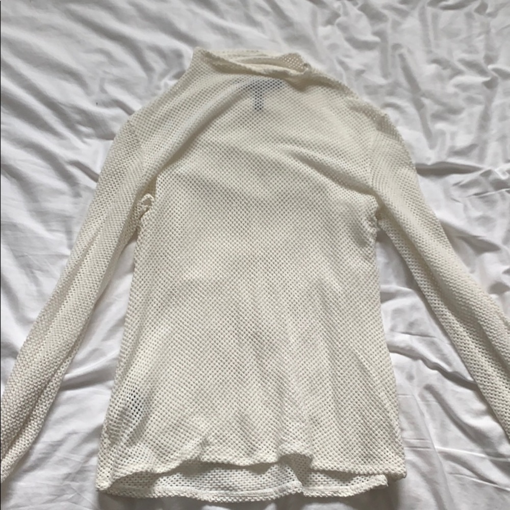 BCBG M mesh long sleeve top with collar